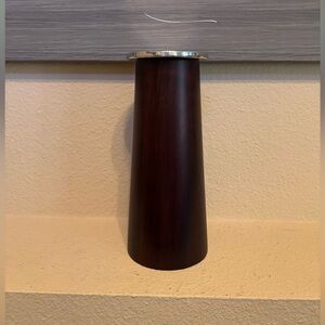 Decorative Glitter Pillar Candles on Dark Wood Holders -